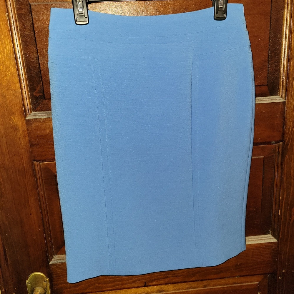White House Black Market Blue Pencil Skirt Knee-Length Work